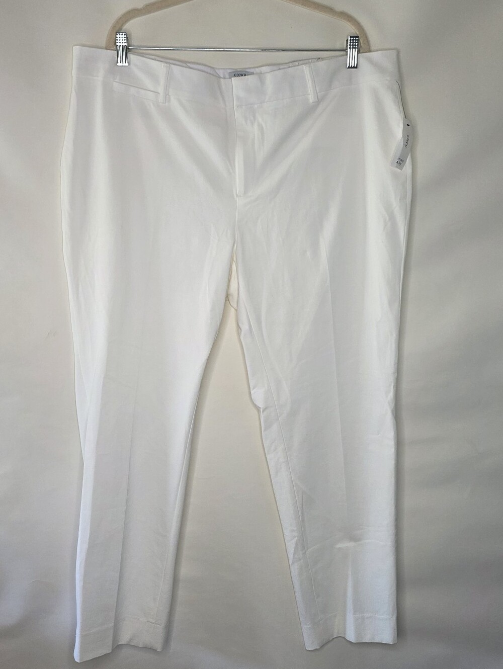 Crown & Ivy Plus Size White Ankle Pants 20W "Cary" 2-Way Stretch Trousers NEW